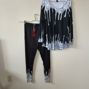 Rosegal  95% polyester 2 pc set black with grey trim size S